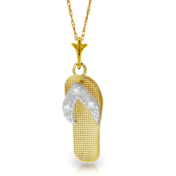 0.02 Carat 14K Gold Shoes Necklace Natural Diamond