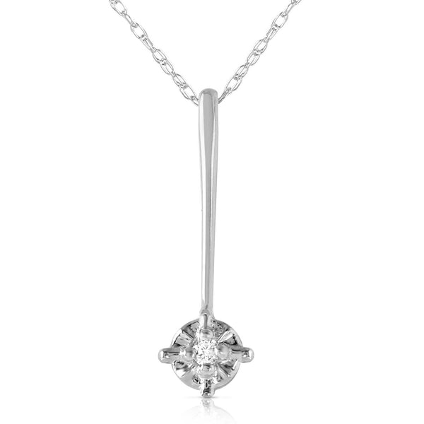 0.03 Carat 14K White Gold Necklace Natural Diamond