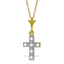 0.03 Carat 14K Gold Cross Necklace Natural Diamond
