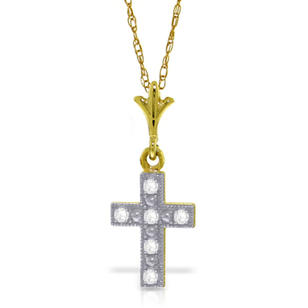 0.03 Carat 14K Gold Cross Necklace Natural Diamond