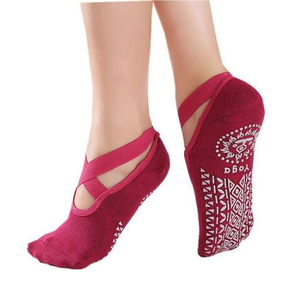 1 Pair of Ladies Anti Slip Cotton Yoga Socks Bandage Sports Girls Ballet Dance Socks For 35-39 yards