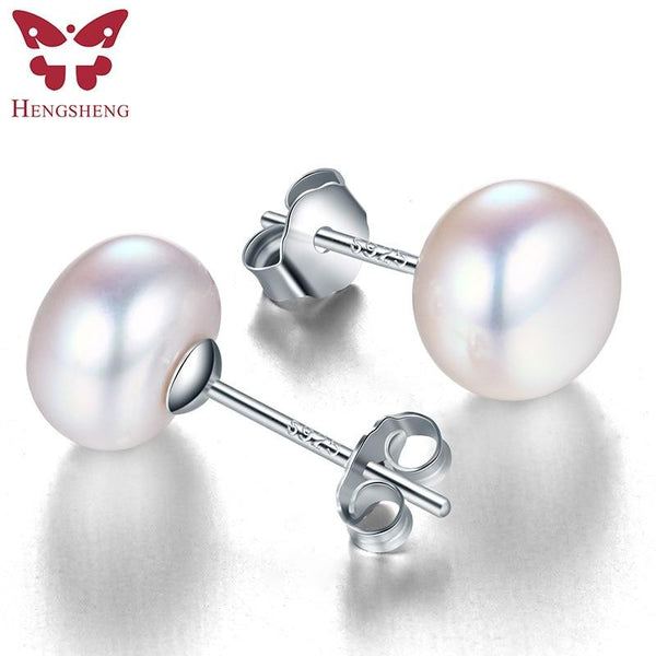 100% genuine freshwater white pearl earrings fashion jewelry silver stud earrings for women super deal with gift box 2019 new
