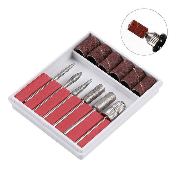 1 Set 6 Bits Nail Art Drill File UV Gel Remove Sanding Buffer Pedicure Electric Machine Drills Professional Nail Art Tools Kit