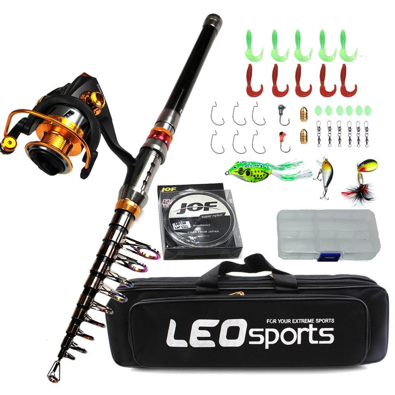 1.8-3.6m carbon telescopic fishing rod combo spinning reel fishing set bag short  travel stick carp bass pike boat rod full kit