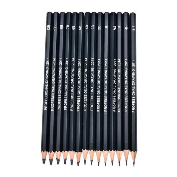 10/12/14pcs Professional Sketch and Drawing Writing Pencil Stationery Supply 1B 2B 3B 4B 5B 6B 7B 8B 10B 12B 2H 4H 6H HB Pencil