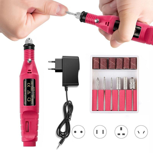 1 Set Power Professional Electric Manicure Machine Pen Pedicure Nail File Nail Tools 6 Bits Drill Nail Drill Machine Equipment