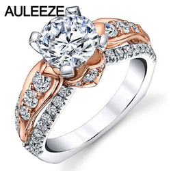 1.5CT Round Cut D Color Moissanites Engagement Ring 14K Two Tone Gold Lab Grown Diamond Flower Art Engagement Rings For Women