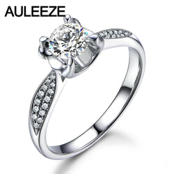 0.8CT Moissanites Ring Solid 18k White Gold Lady Wedding Ring Unique Minimal Prong Set Lab Grown Diamond Engagement Ring Jewelry